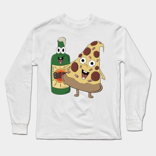 Bob The Beer And Patrick Pizza - Pizza and Beer illustration Long Sleeve T-Shirt